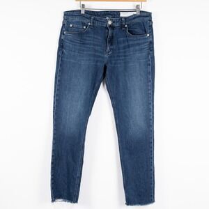 Rag & Bone Dre Low-Rise Slim Boyfriend Jeans Dark Wash Denim Size 30 Cutt Off‎